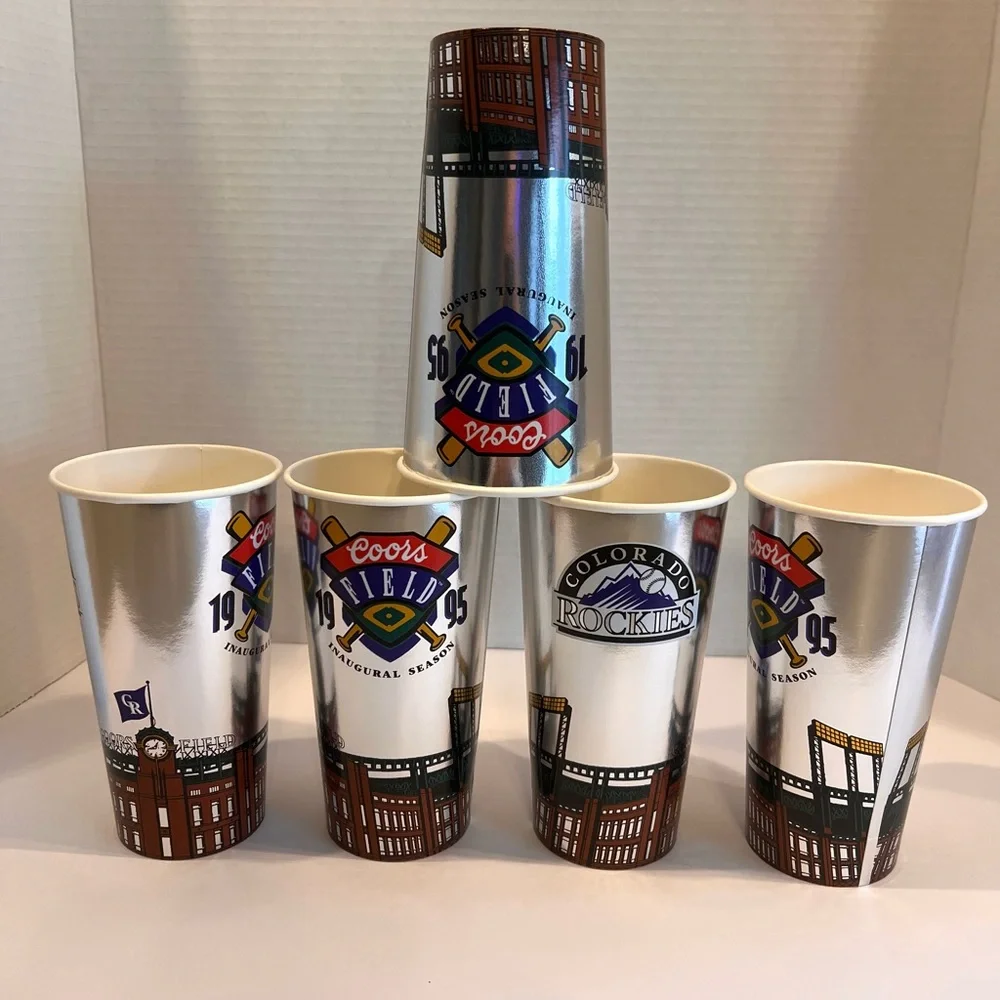 Inaugural 1995 Coors Field Paper Cups Printed 30 Years ago Golden, Colorado 5qty
